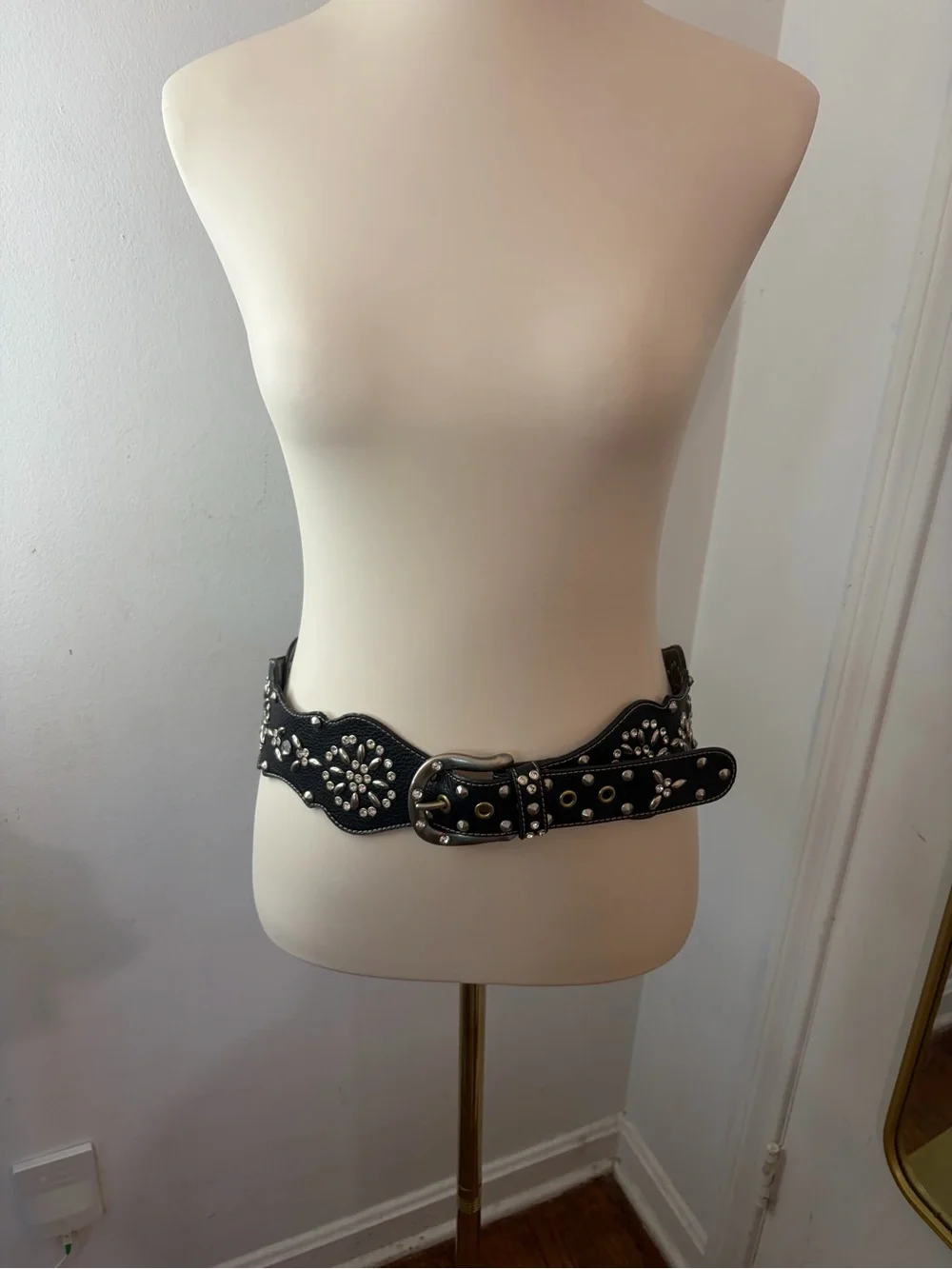KathyVanZeeland Crystal Stud Beaded Biker Bohemian Festival